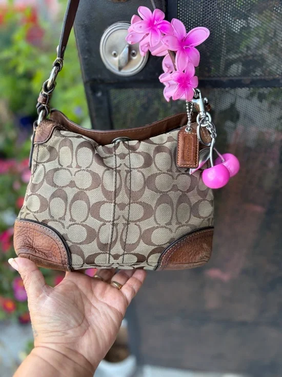 Y2k COACH 10980 CHELSEA SIGNATURE C JACQUARD HOBO HANDBAG SATCHEL Brown LEATHER - Picture 9 of 10